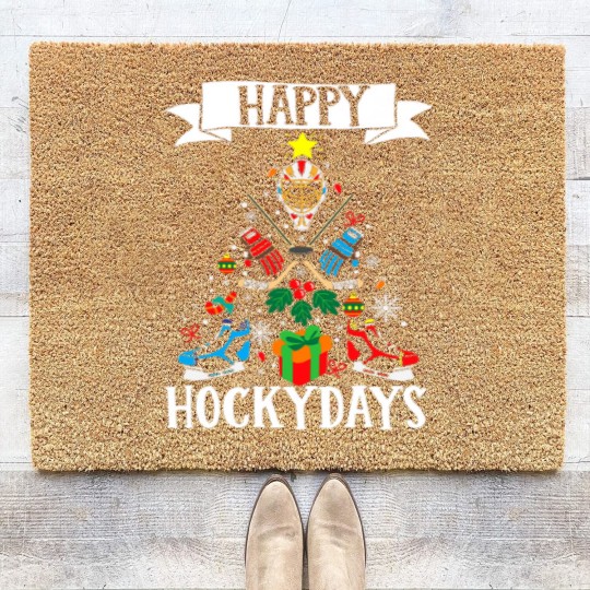 Discover Ice I Love Hockey Player Team Coir Doormats