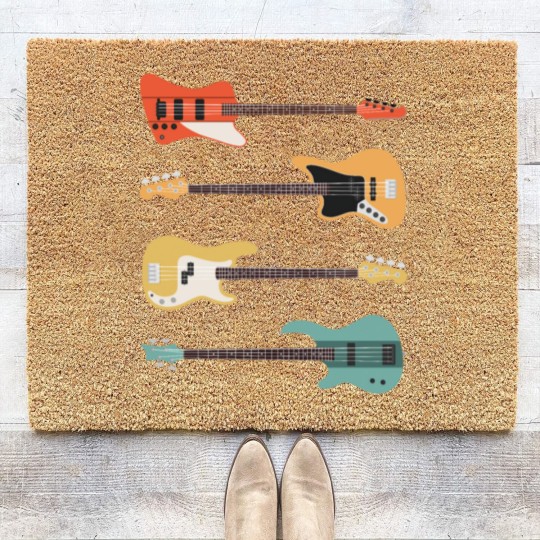 Discover Vintage Bass Guitar - Bassist Rock Music Band Gift Coir Doormats