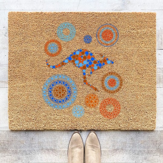 Discover Aboriginal Dot Art Kangaroo Color - Kangaroo - Coir Doormats