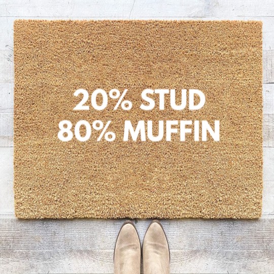 Discover 20% Stud 80% Muffin Coir Doormats - Funny Humor Tees