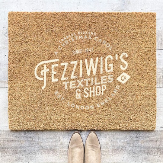 Discover christmas carol, fezziwigs, scrooge, holiday design t Coir Doormats