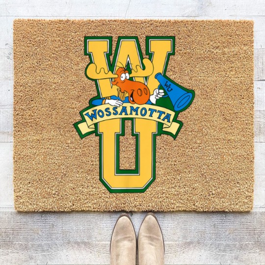 Discover Rocky and Bullwinkle Wossamotta U Logo Coir Doormats