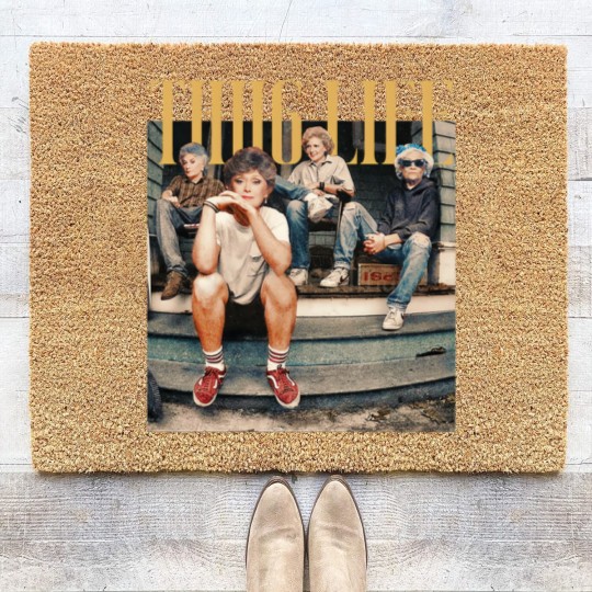 Discover Thug Life Stay Golden Coir Doormats Womens Vintage Coir Doormats 80s TV Coir Doormats Retro Womens Funny Coir Doormats Trendy  Womens Oversized Gift For Her