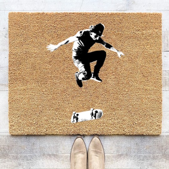 Discover Rodney Mullen Treflip B_amp_W Graphic Coir Doormats