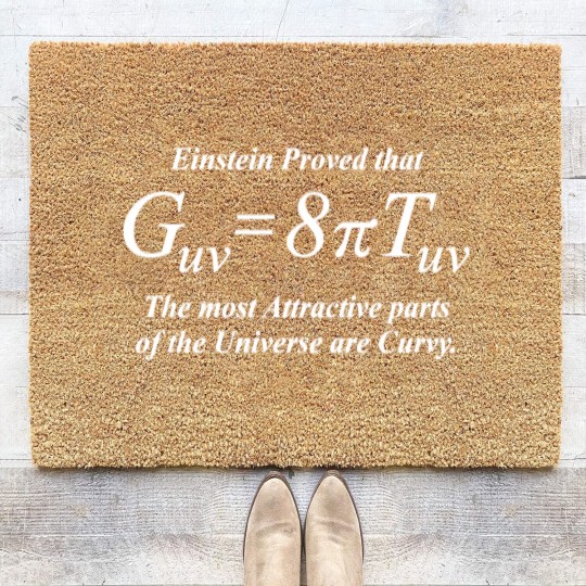 Discover Einstein Field Equation (Humor, white for dark Coir Doormats Coir Doormats