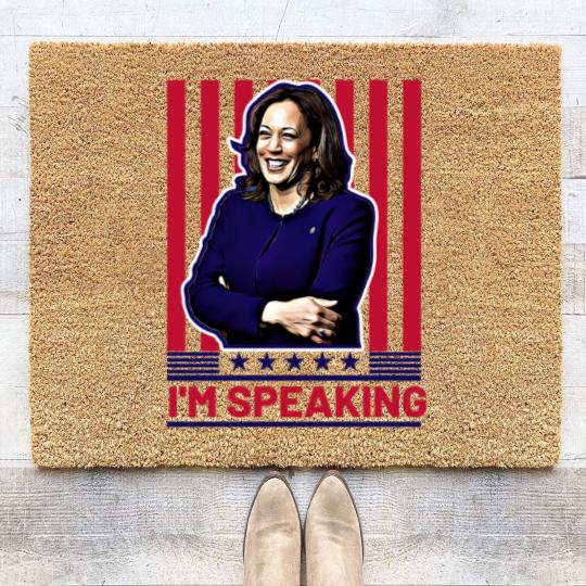 Discover Harris Kamala I'm Speaking Coir Doormats, Madam President Coir Doormats, Kamala Rally Coir Doormats, Presidential Election 2024 Coir Doormats