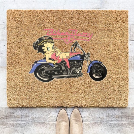 Discover 1993 Biker Betty Boop vintage motorcycle Coir Doormats Coir Doormats
