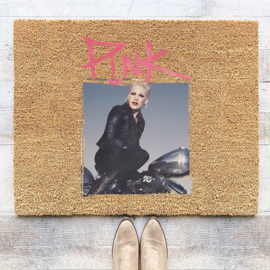 Discover Pink P!nk Bootleg Vintage Coir Doormats, Pink Singer Merch Coir Doormats, Pink On Tour Graphic Coir Doormats