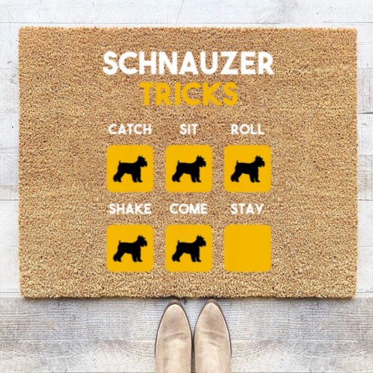 Discover Stubborn Schnauzer Tricks Funny Gift for Shnauzer Coir Doormats