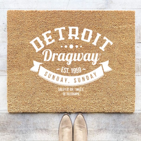 Discover Detroit Dragway Sunday Sunday Coir Doormats