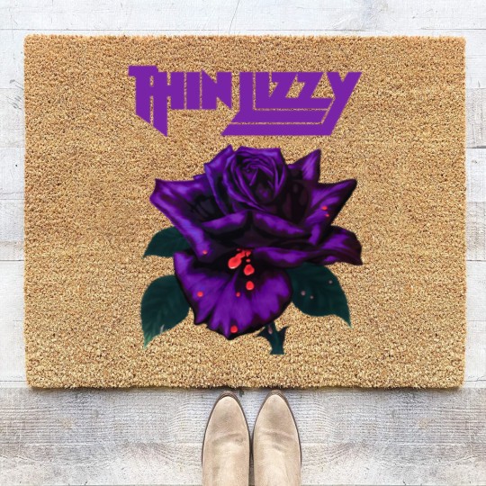Discover Thin Lizzy Purple Rose Pop Rock Band Black Coir Doormats