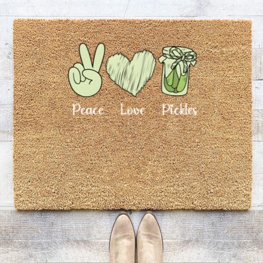 Discover Funny Pickle Coir Doormats, Peace Love Pickles Coir Doormats