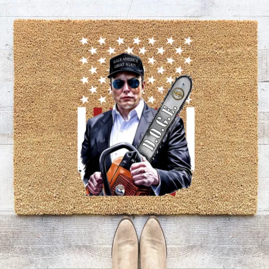 Discover Elon Musk Chainsaw Coir Doormats, Chainsaw For Bureaucracy