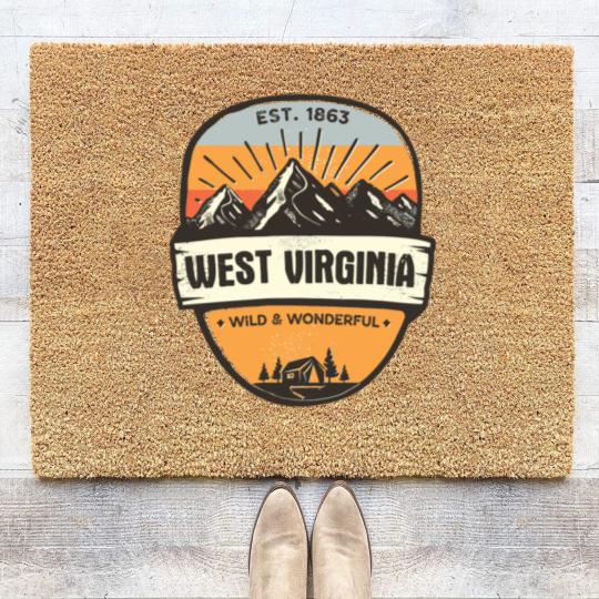Discover West Virginia Wild And Wonderful Vintage Retro Mou Coir Doormats