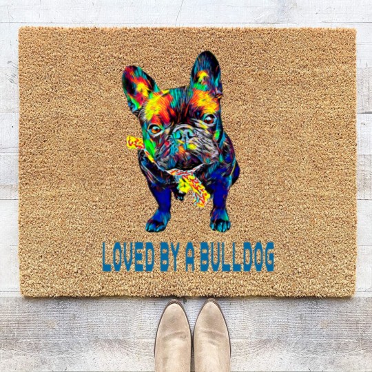 Discover French Bulldog Pet Mens Loved by a bulldog French Bulldog Funny Sayings Coir Doormats
