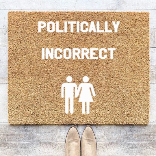 Discover political incorrect hetero couple gift idea Coir Doormats