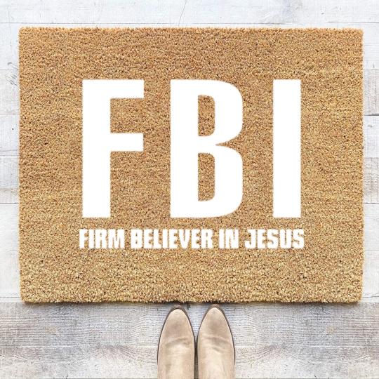 Discover FBI Firm Believer In Jesus patriotic police Coir Doormats