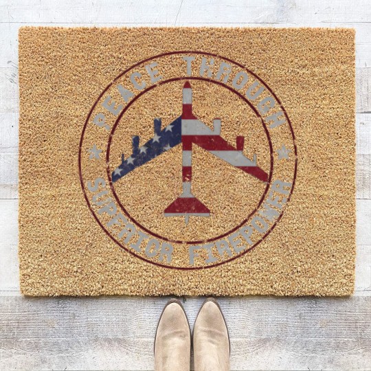 Discover Peace Through Superior Firepower B-52 Stratofortress Design | Classic Coir Doormats