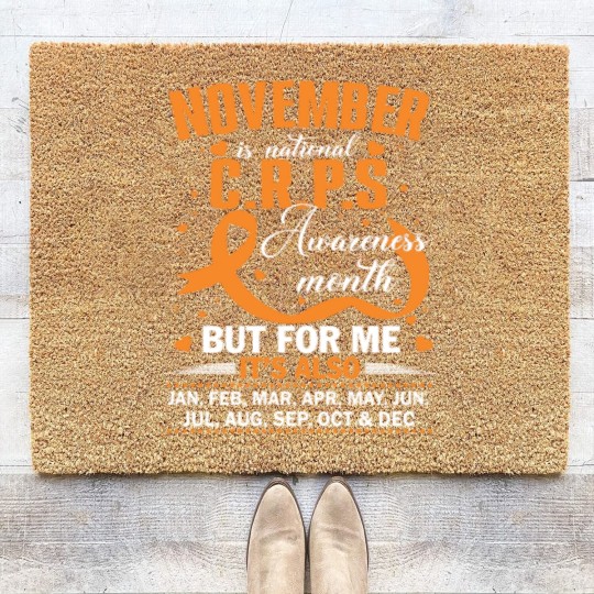 Discover In November We Wear Orange Ribbon CRPS Awareness Month / Day Coir Doormats