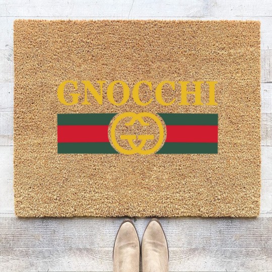 Discover Funny Gnocchi Pasta Logo Coir Doormats