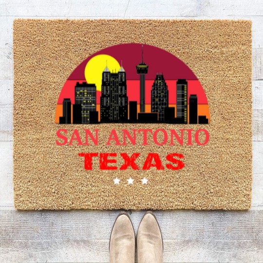 Discover Vintage San Antonio USA Souvenir Coir Doormats