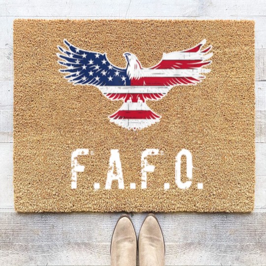 Discover Patriotic American Flag Eagle FAFO / F.A. & F.O. B Zip Coir Doormats