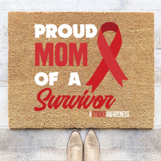 Discover Proud Mom Of A Survivor Stroke Awareness Coir Doormats