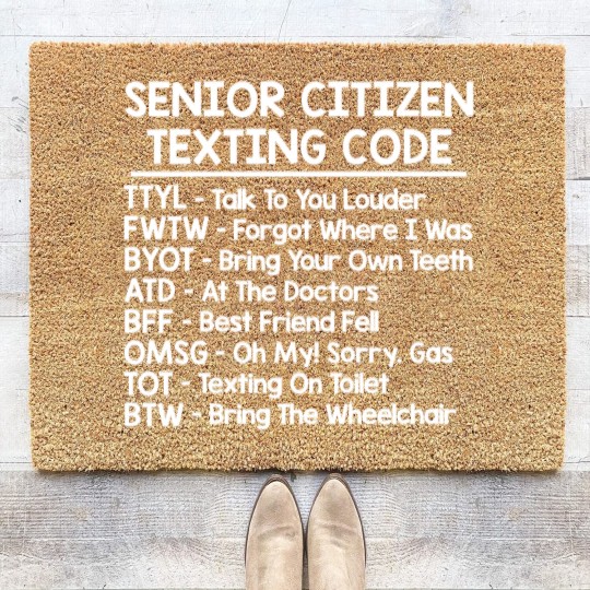 Discover Senior Citizen Texting Codes Coir Doormats