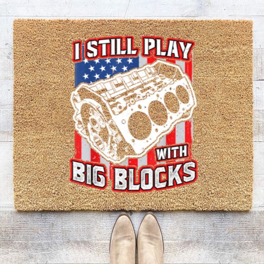 Discover I still play with big blocks - Car Mechanic Enthusiast Gear Coir Doormats