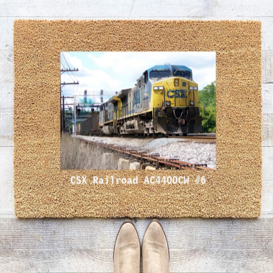 Discover CSX Railroad AC4400CW #6 With a Coal Train Black Coir Doormats