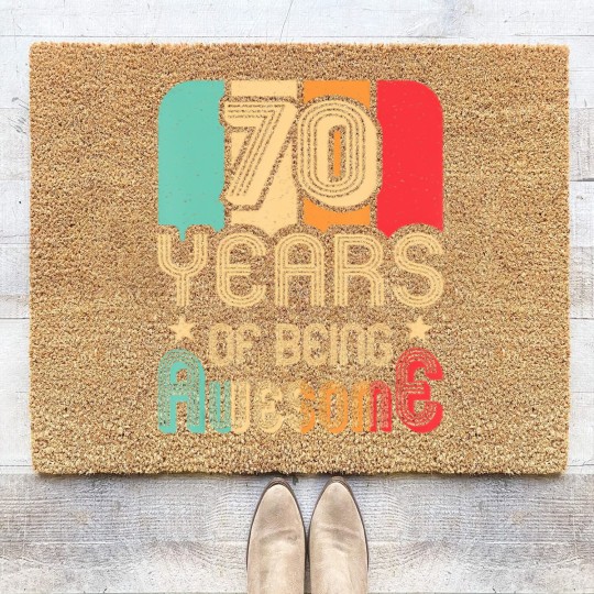 Discover 70 years of being awesome 70 years old 70th birthday Coir Doormats