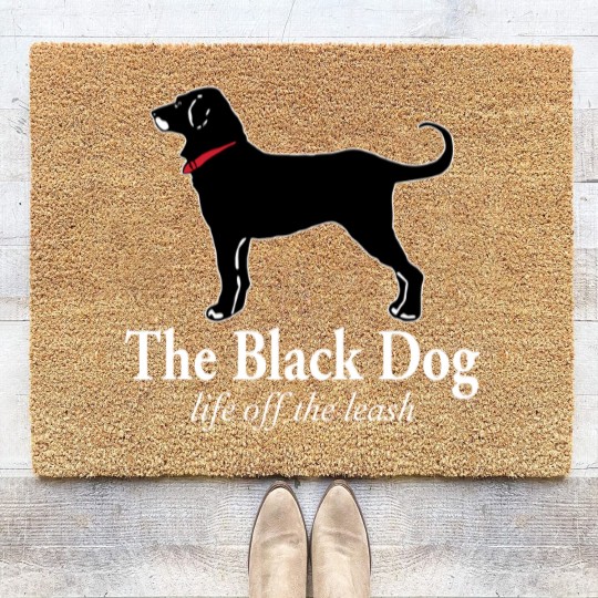 Discover The Black Dog Logo Life Off The Leash Coir Doormats