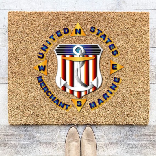 Discover Emblem - US Merchant Marine Coir Doormats