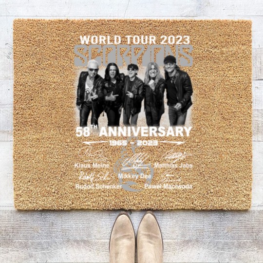 Discover 58TH ANNIVERSARY Scorpions world tour 2023 Coir Doormats, Scorpions Coir Doormats