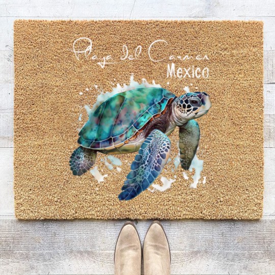 Discover playa del carmen mexico sea turtle playa souvenir t Coir Doormats