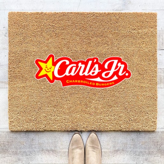 Discover carl's jr burger logo Coir Doormats