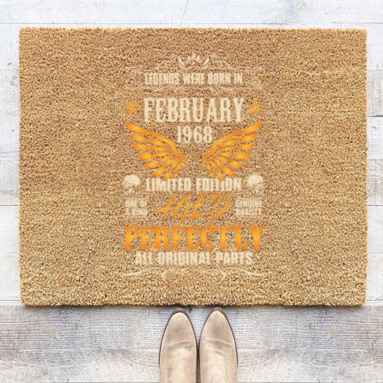 Discover Legends Were Born In February 1968 - Rocker Biker Coir Doormats