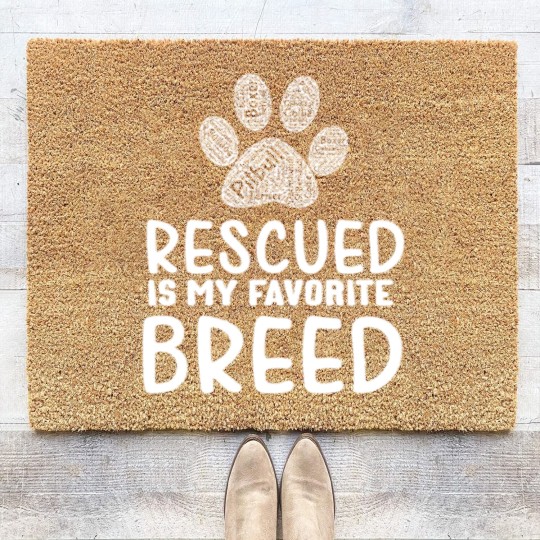 Discover rescued dog breed gift Coir Doormats