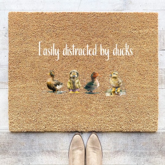 Discover Easily Distracted By Ducks Farmer Ducklings Cute Funny Duckling Quote Coir Doormats
