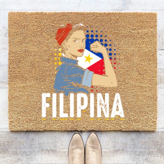Discover Proud Filipina Woman Girl Philippines Flag Coir Doormats