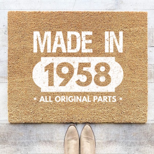Discover Made In 1958-All Original Parts-60th Bday Coir Doormats