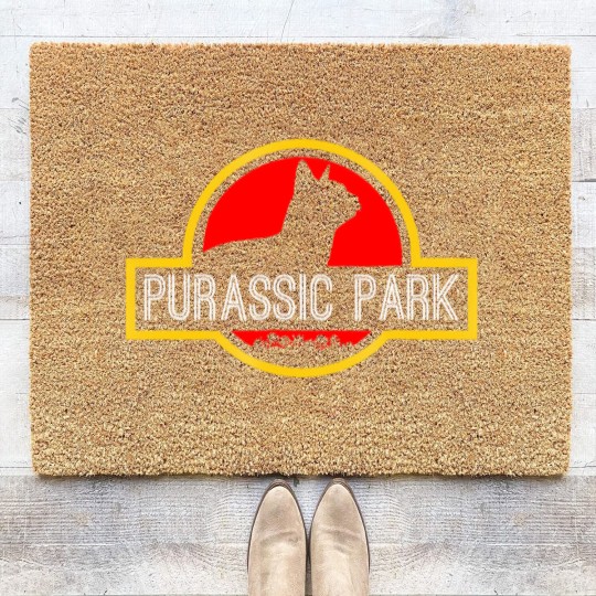 Discover purassic park cat funny t for dinosaur lovers Coir Doormats