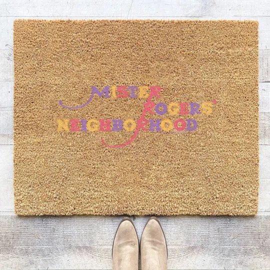 Discover Mister Rogers Colorful Logo Charcoal Coir Doormats