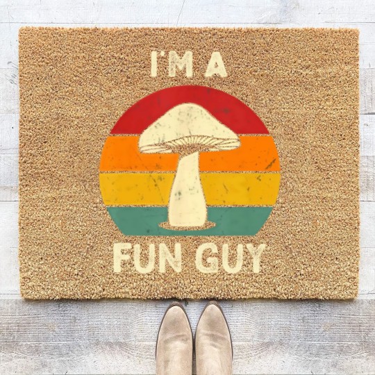 Discover Funny Funguy Mushroom Coir Doormats Fungi Joke Pun Mushroom Pickers Coir Doormats