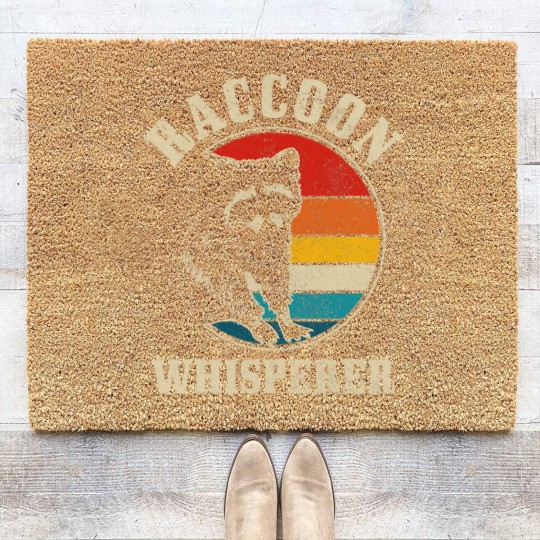 Discover Cats Raccoon Whisperer Vintage Retro Racoon Street Cat Coir Doormats