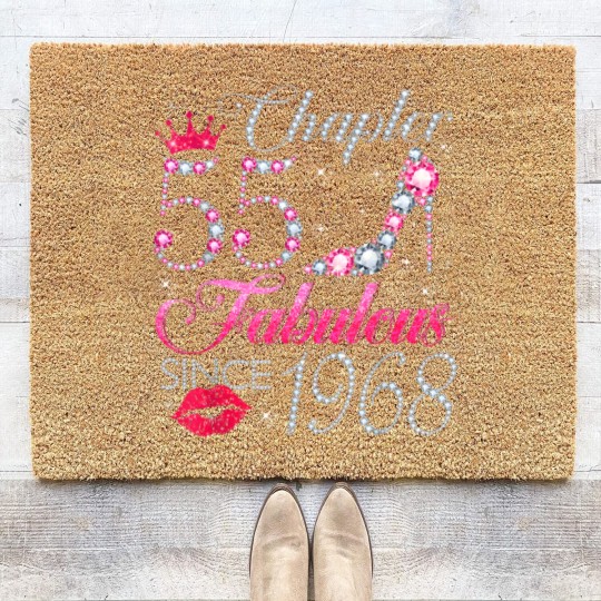 Discover chapter 55 fabulous since 1968 55th birthday gift for women Coir Doormats