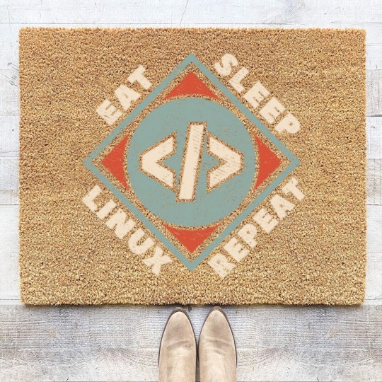Discover Linux - Eat Sleep Linux Repeat Coir Doormats