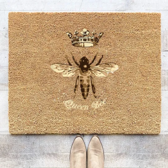 Discover Queen Bee Coir Doormats with Crown for Beekeepers & Bee Lovers