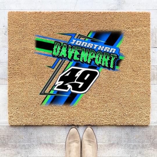 Discover Jonathan Davenport Late Model Dirt Track Blue Racing Graphic Coir Doormats
