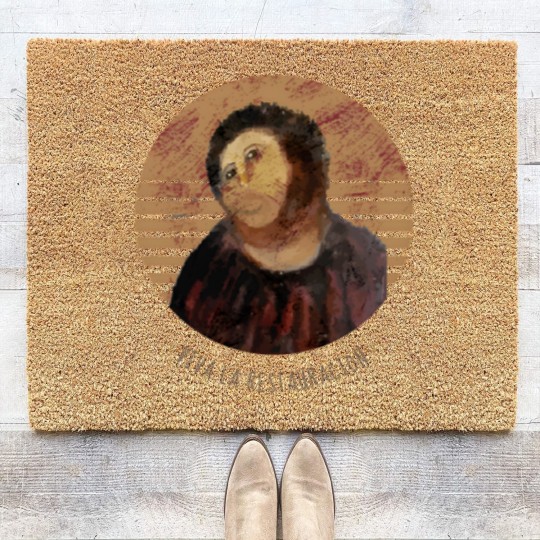 Discover Viva La Restauracion Jesus Fresco Restoration Fail Meme | Active Coir Doormats